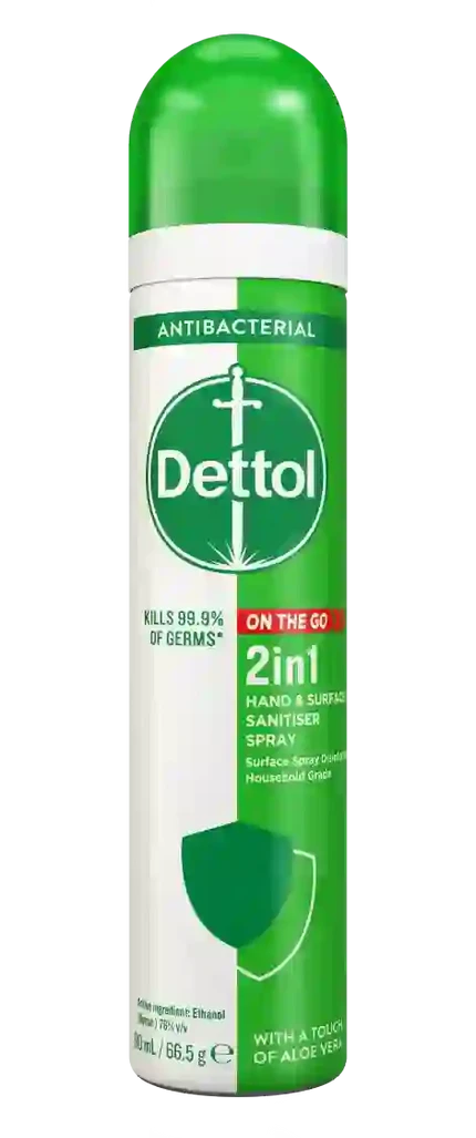 Dettol 2-In-1 Aloe Vera Sanitiser Spray - 90ml