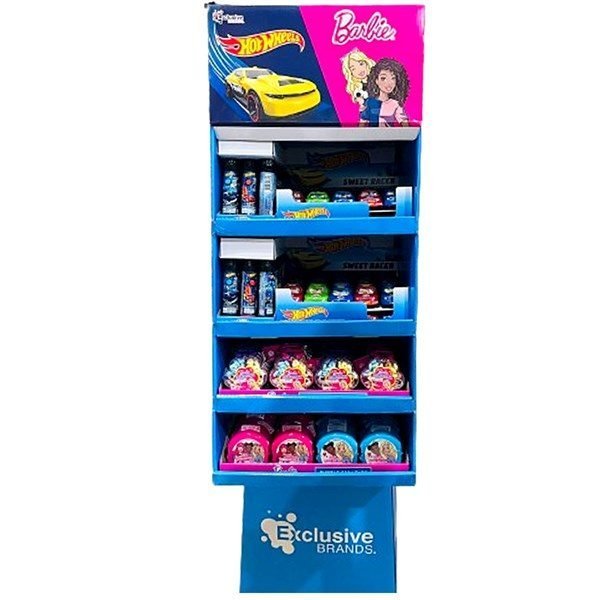 Licensed Barbie And Hot Wheels Candy Floor Stand 136 Pieces