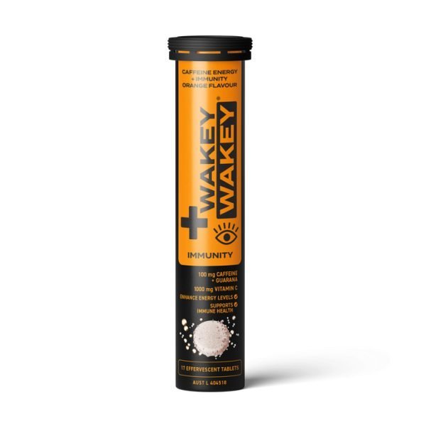 Wakey Wakey Caffeine PLUS Immunity Effervescent Orange Flavour 17 Tablets 