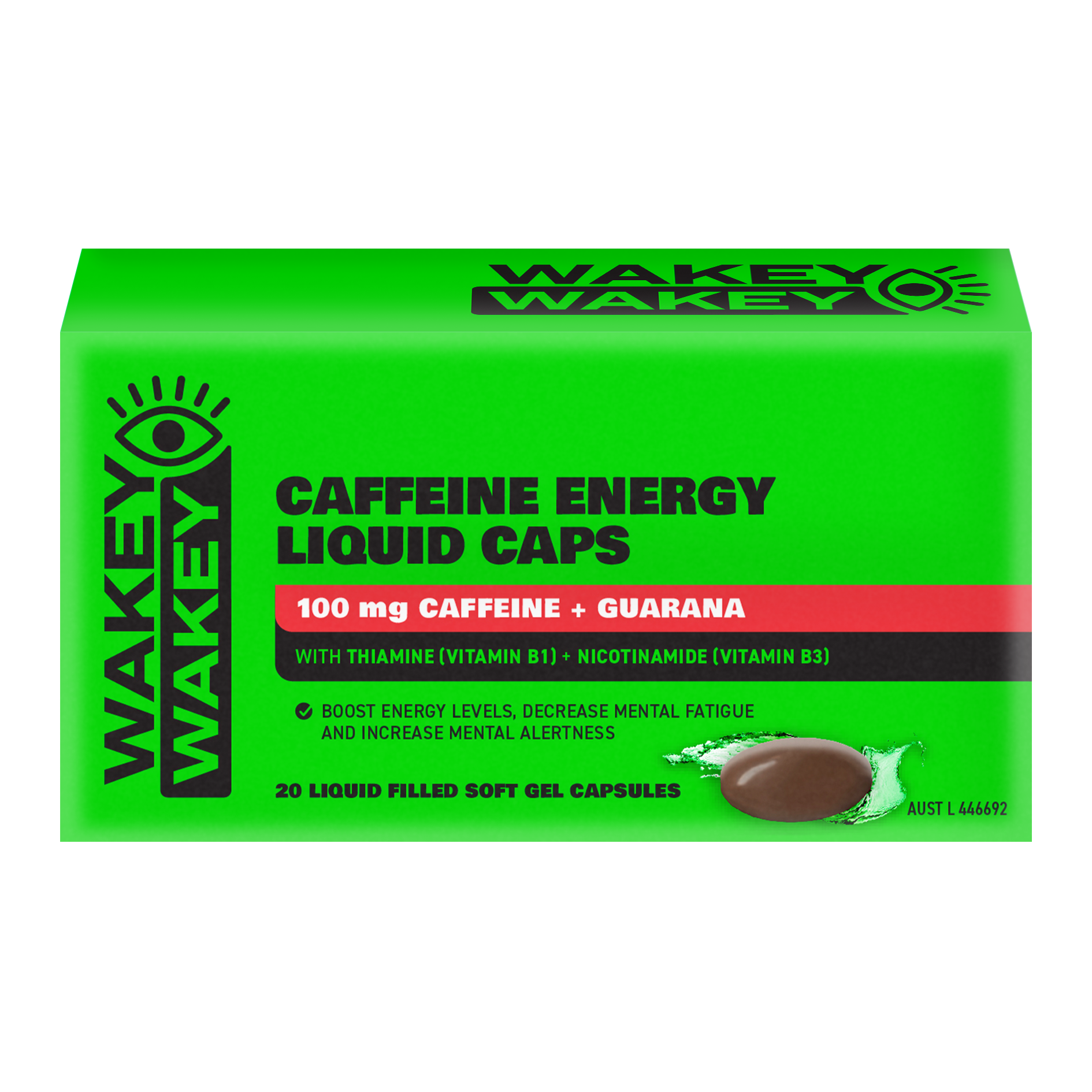 Wakey Wakey Caffeine Liquid Capsules 20 Pack