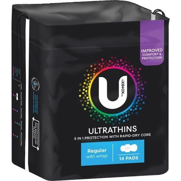 U By Kotex Ultra Thin Regular Pads with Wings 14 Pack