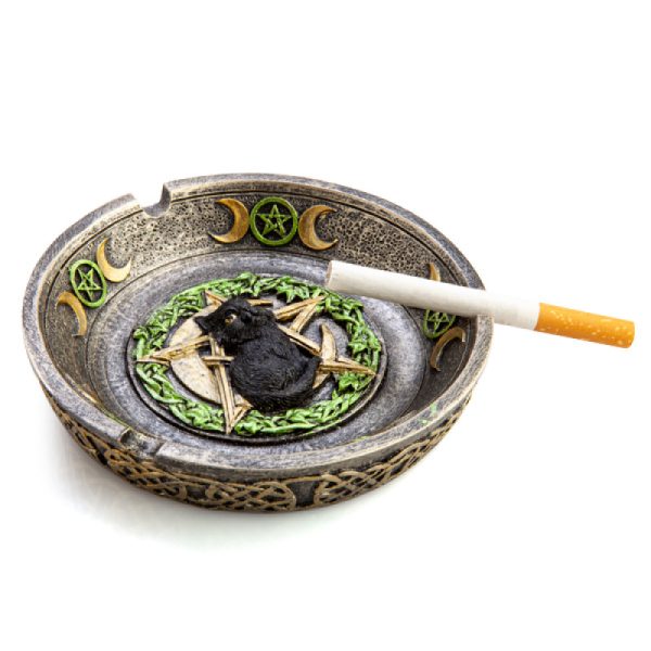 Black Cat Pentacle Moons Incense Burner & Ashtray