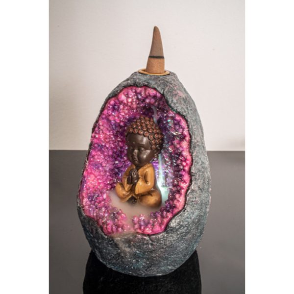 Baby Buddha Geode LED Backflow Incense Burner
