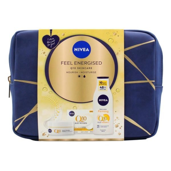 Nivea Men Gift Bag Feel Energised Q10 Anti Wrinkle Day Cream 50ml Body Lotion 250ml Skin Care