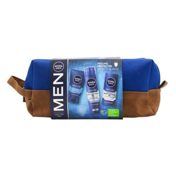 Nivea Men Gift Bag Feeling Protected Shaving Gel 200ml Moisturiser 75ml Face Wash 150ml