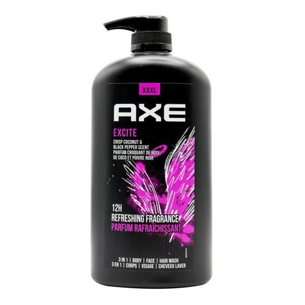Axe 3in1 Body + Face + Hair Wash Excite Crisp Coconut & Black Pepper Scent 1L