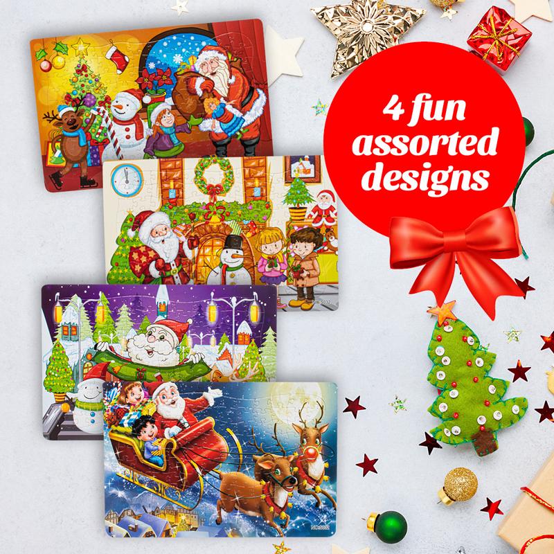 Toy Puzzle Christmas 120pc - Large 42cm x 28cm Multi-Colour 4 Assorted Designs - Image 3