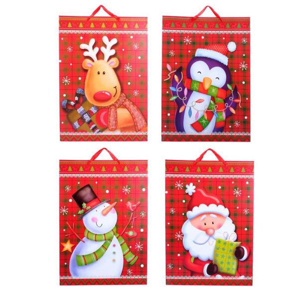 Gift Bag Premium Glitter Christmas Merry Set - Extra Large 40cm x 56cm x 13cm - 4 Assorted Designs