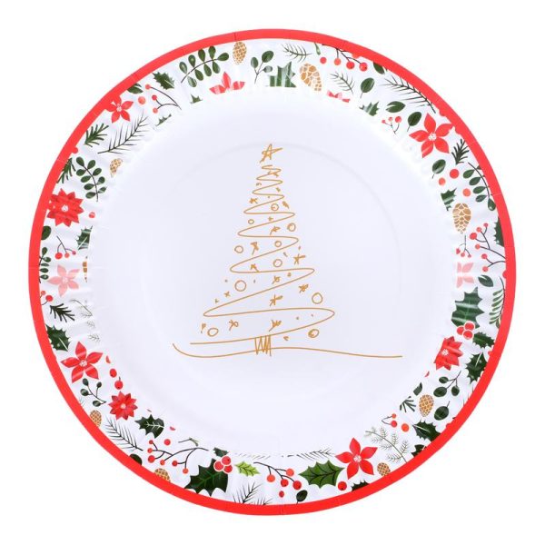 Paper Plates Round Enviro Disposable 30pk Large - 25cm Dia Christmas Design