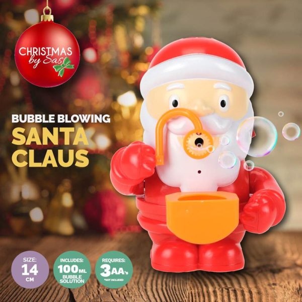 Toy Bubble Machine Santa Battery Operated 14cm x 8cm x 11cm Includes 100ml Bubble Solution Requires 3 x AA (Not Included)