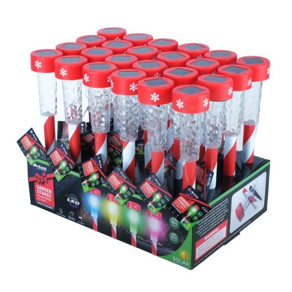 Stake Light Solar Candy Striped 1LED 10.5cm x 5cm x 38cm Multi Colour 1 Function Colour Changing