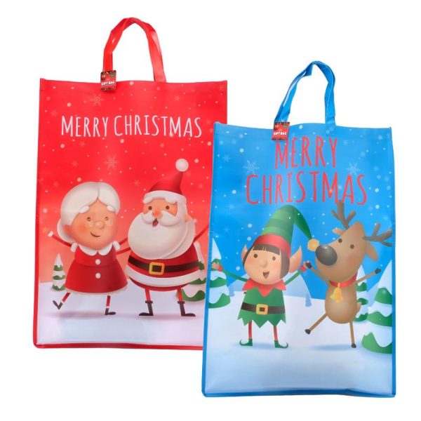 Gift Bag Reusable Christmas - Jumbo 70cm x 50cm x 16cm 2 Assorted Designs