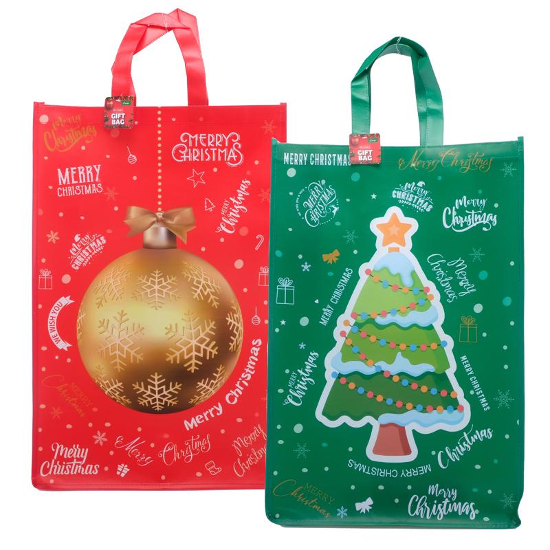 Gift Bag Reusable Christmas - Large 60cm x 40cm x 16cm 2 Assorted Designs