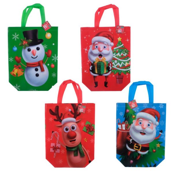 Gift Bag Reusable Christmas Series One - Medium 32cm x 36cm x 12cm 4 Assorted Designs