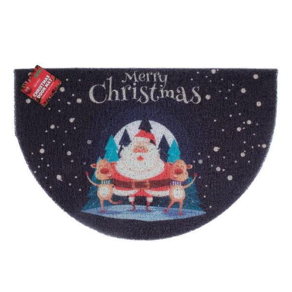 Door Mat Semi-Circle Christmas 40cm x 60cm 4 Assorted Design PVC Upper & Backing