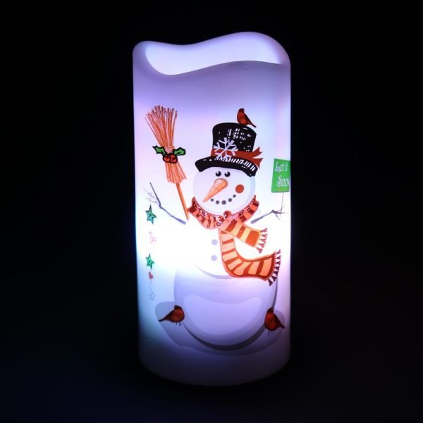 Projector Candle Battery Operated Candle 7cm x 15cm Snowman Outer Rotating Projection Requires: 3xAAA Batteries (Not Included)