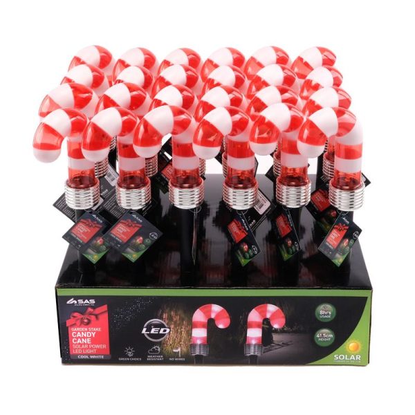 Stake Light Solar Candy Cane 1LED 7.5cm x 40cm Types Cool White 1 Function