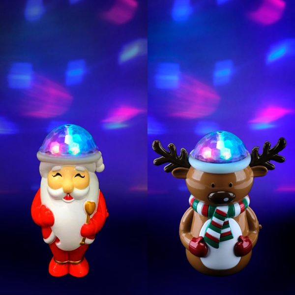 Projector Light Battery Operated Rotating Colours 14.5cm x 7.5cm x 15.5cm Santa & Reindeer Requires: 3 x AA Batteries (Not Included)