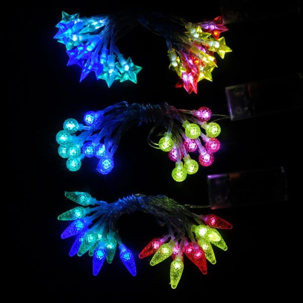Fairy String Light Battery Operated 20LED 2.4m Multi Colour 1 Function 3 Assorted Designs 2 x AA Batteries (Not Included)