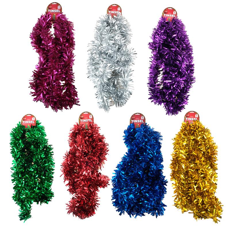 Tinsel Embossed 7ply Jumbo Length 5m x 9cm Gold, Silver, Green, Red, Blue, Pink & Purple - Image 2