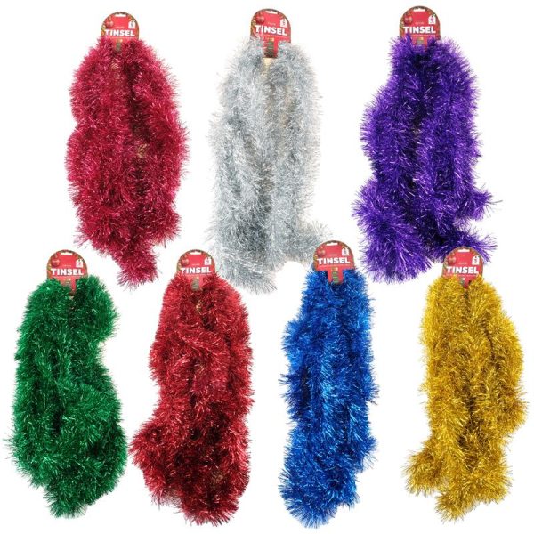 Tinsel 8ply Jumbo Length 5m x 9cm Gold, Silver, Green, Red, Blue, Pink & Purple