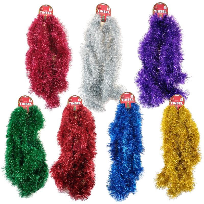 Tinsel 8ply Jumbo Length 5m x 9cm Gold, Silver, Green, Red, Blue, Pink & Purple - Image 2