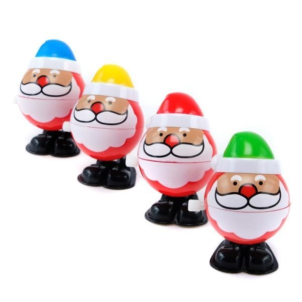 Toy Wind Up Christmas Santa Yellow, Green, Red & Blue