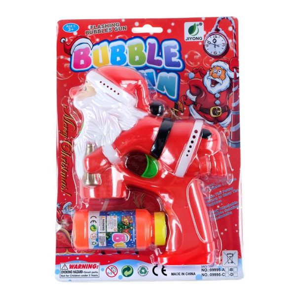 Toy Bubble Gun Christmas 1pk 60ml Santa/Red