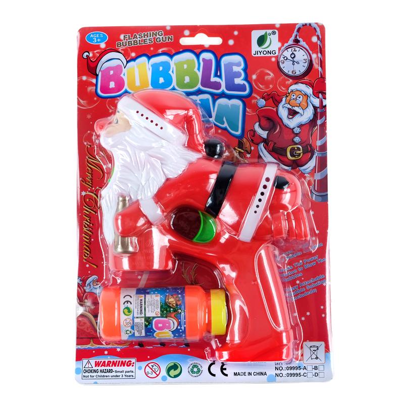 Toy Bubble Gun Christmas 1pk 60ml Santa/Red