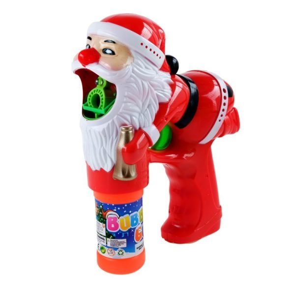 Toy Bubble Gun Christmas 1pk 60ml Santa/Red