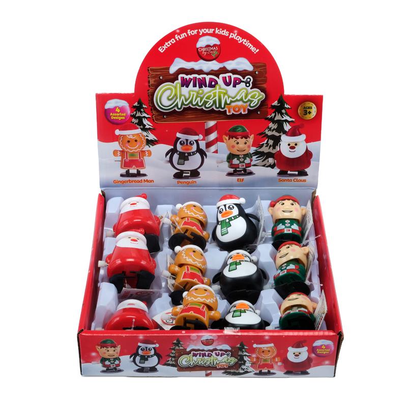 Toy Wind Up Gingerbread Man, Santa, Elf & Penguin