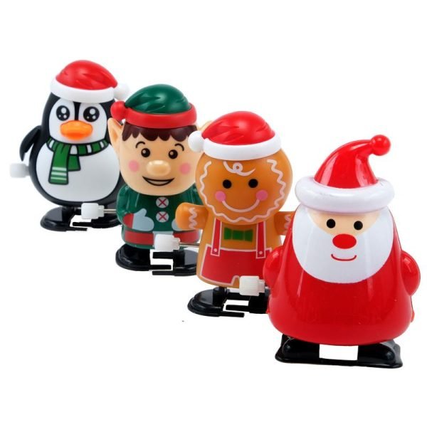 Toy Wind Up Gingerbread Man, Santa, Elf & Penguin