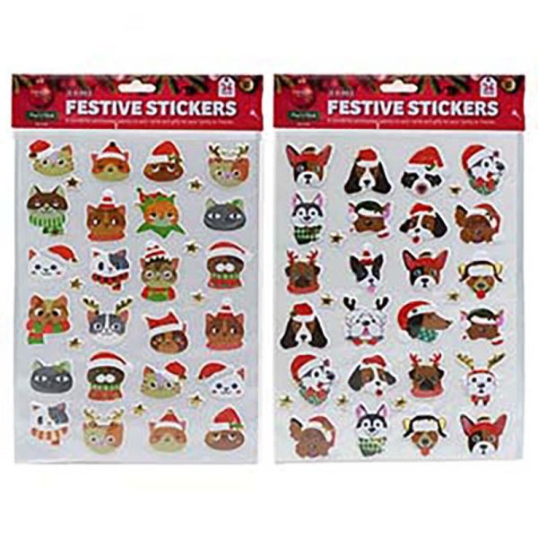 Stickers 3D Christmas Theme Pets 24pce 14cm x 25cm 2 Assorted Sets