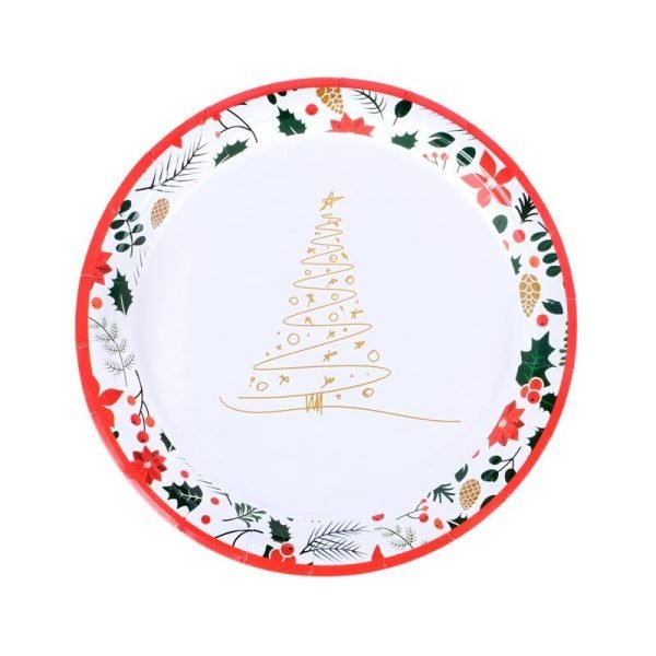 Paper Plates Round Enviro Disposable 30pk Small - 17cm Dia Christmas Design
