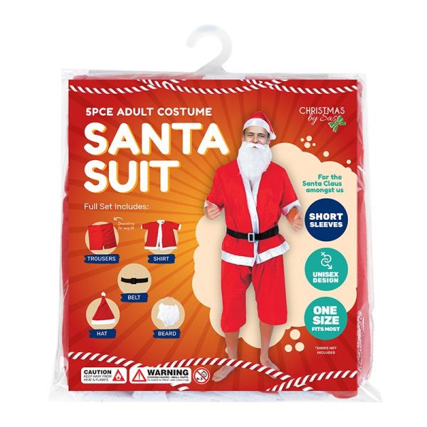Costume Santa Suit Summer Adults 5pc One Size