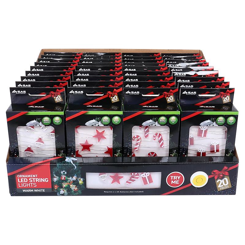 Fairy String Light Battery Operated Premium Ornament Series Two 20LED 2.3m Requires: 2xAA Batteries (Not Included)