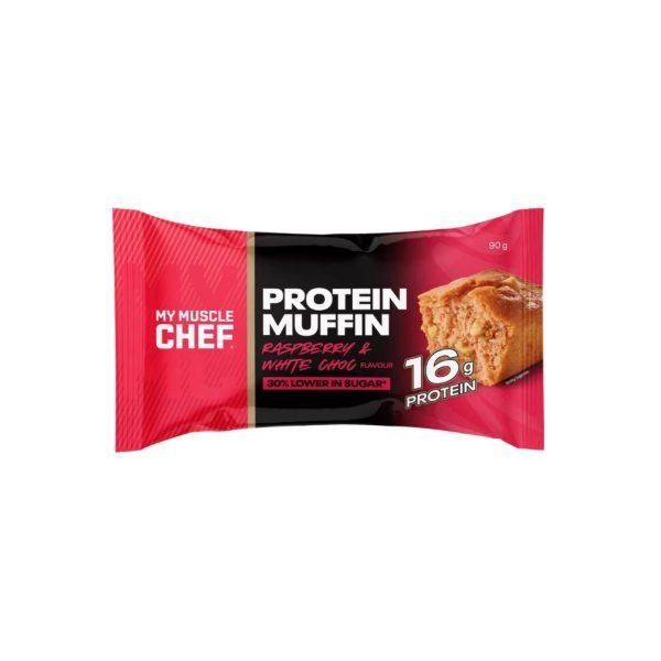 My Muscle Chef Protein Muffin Raspberry White Choc 90g