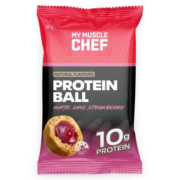 My Muscle Chef Protein Ball White Choc Strawberry 40g