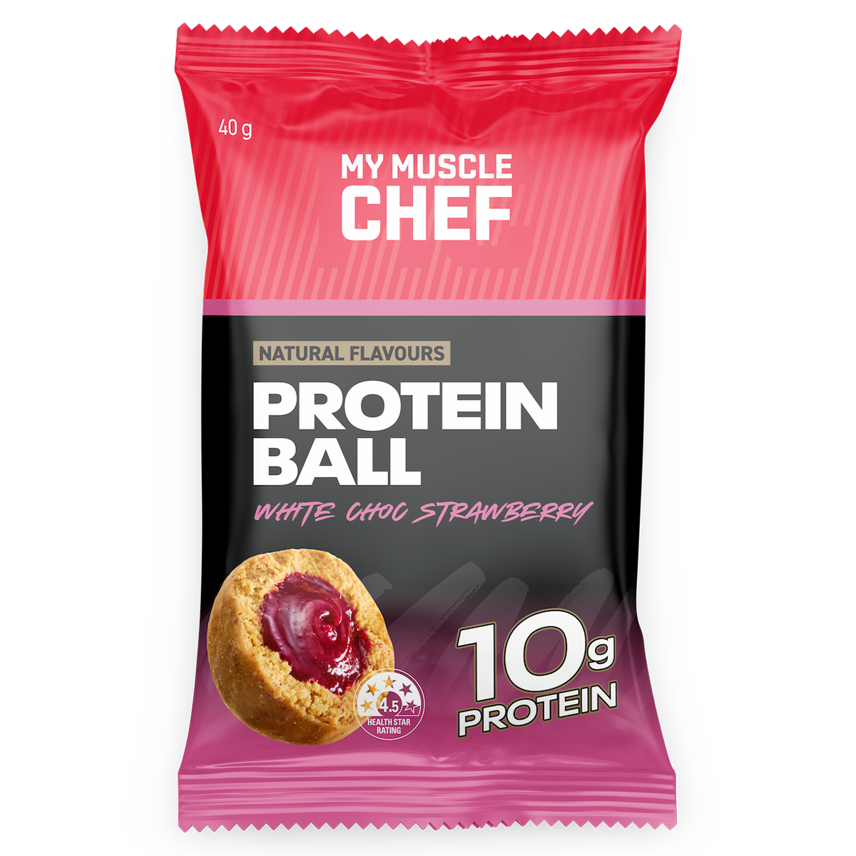 My Muscle Chef Protein Ball White Choc Strawberry 40g