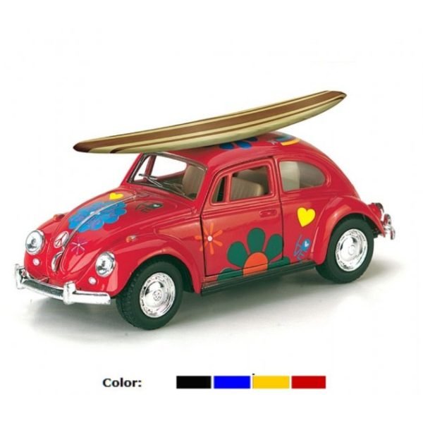 1:32 Die Cast 1967 VW Classical Beetle with Printing & Wooden Surfboard