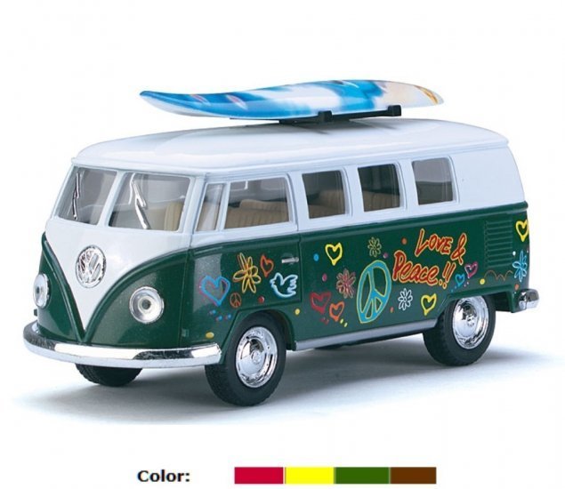 1:32 Die Cast 5" 1962 VW Classical Bus with Printing & Surf Board