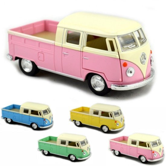 1:34 Die Cast 1963 Volkswagen Bus Double Cab Pickup (Pastel Color)