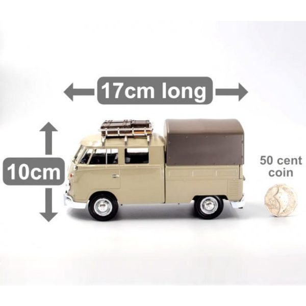 1:24 VW Type 2 (T1) - Pick-up with Roof Rack, Suit Case & Tarapauline Cover (Savannen Beige)