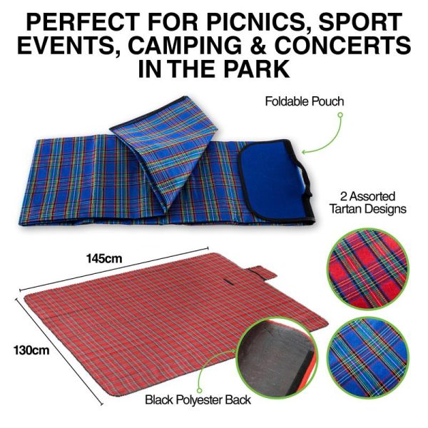 Mat Picnic Tartan 145cm x 130cm Blue & Red