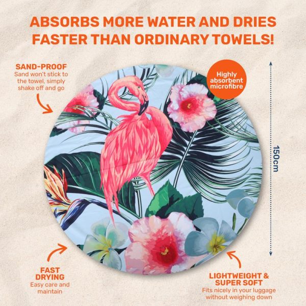 Towel Beach Round Tropical 1.5m x 1.5m 4 Assorted Designs