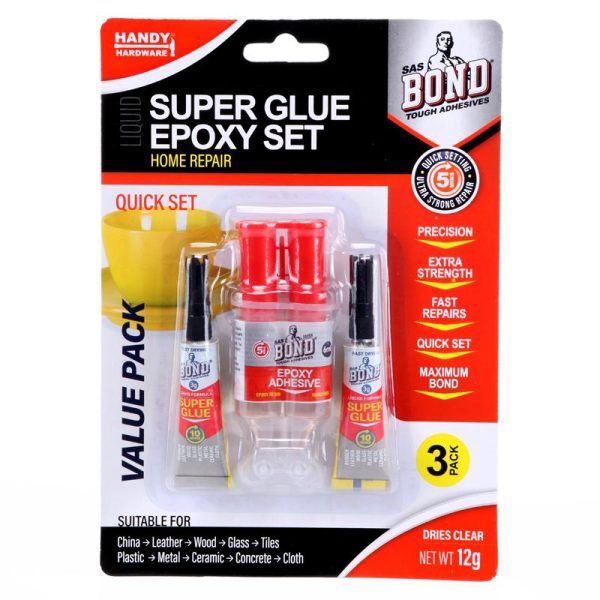 Glue Super Glue Epoxy Set Includes 2pc x 3g Super Glue & Epoxy Adhesive 6ml