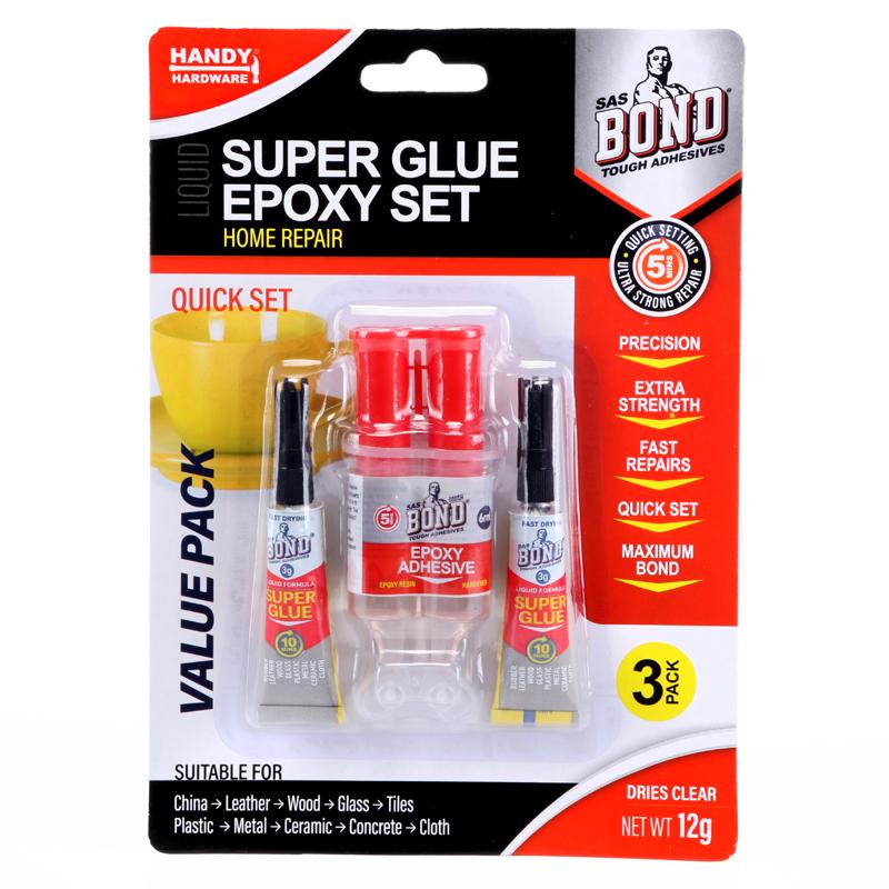 Glue Super Glue Epoxy Set Includes 2pc x 3g Super Glue & Epoxy Adhesive 6ml