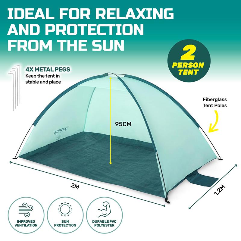 Outdoor Bestway Tent Beach Ground 2 person 2.00m x 1.20m x 95cm Aqua - Image 2