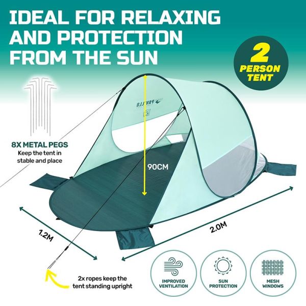 Outdoor Bestway Tent Beach Quick 2 person 2.00m x 1.20m x 90cm Aqua