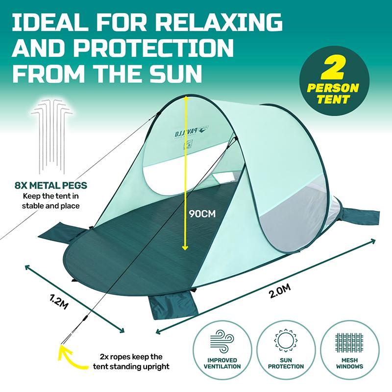 Outdoor Bestway Tent Beach Quick 2 person 2.00m x 1.20m x 90cm Aqua - Image 2